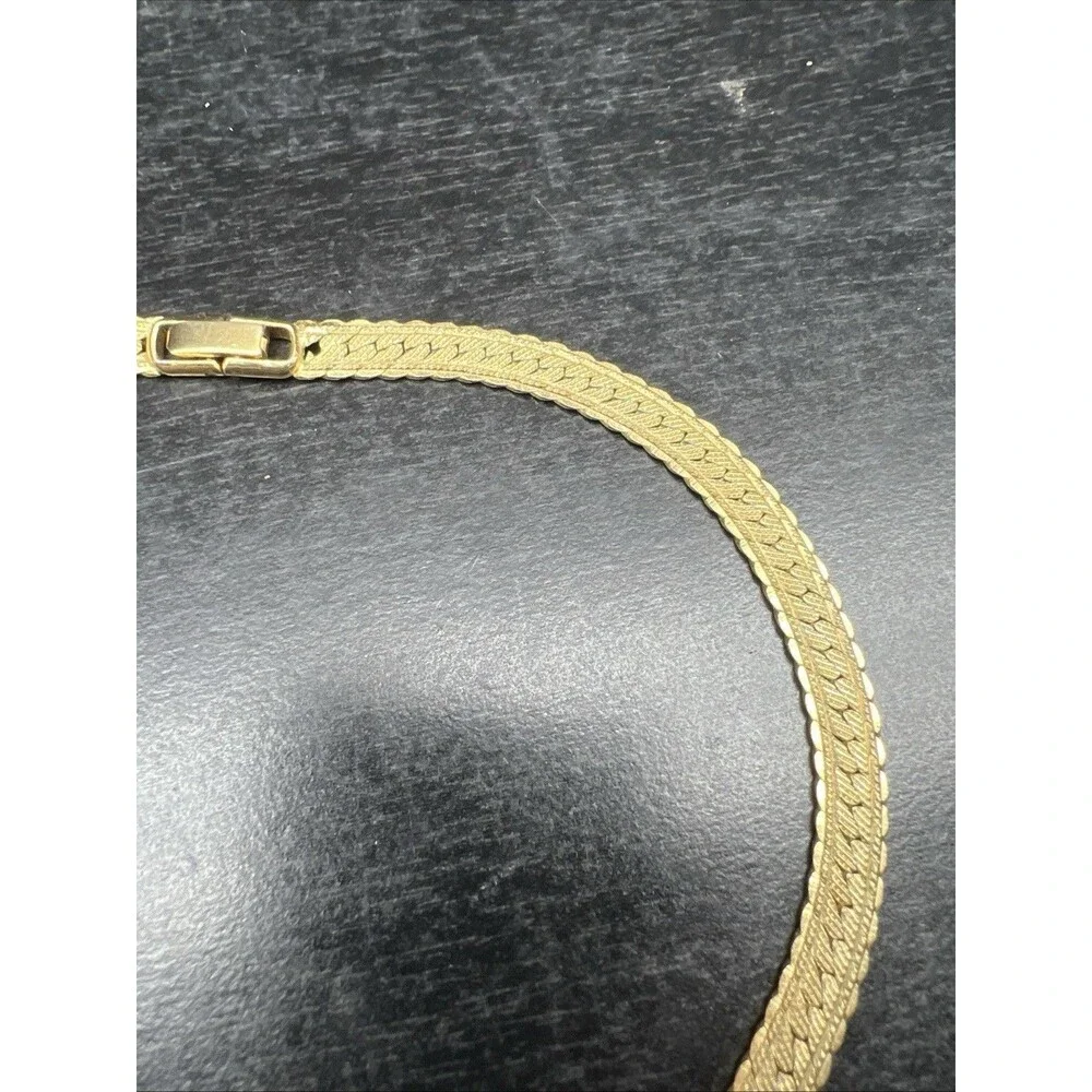 Vintage Napier Textured Gold/Silver Herringbone Necklace 16” Men/Women